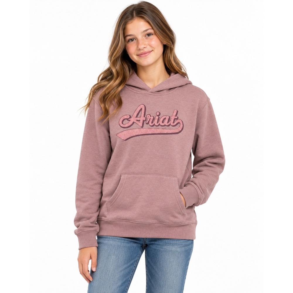 ARIAT Girls REAL Glitter Logo Hoodie Nostalgia Rose Size XXL 16 NWT